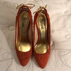 Suede orange heels